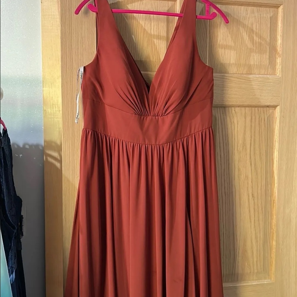 David's Bridal Chiffon Maxi Dress in Cinnamon
